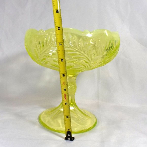 Mosser Vaseline Glass Large Thistle Compote Uranium Glows - Picture 8 of 8
